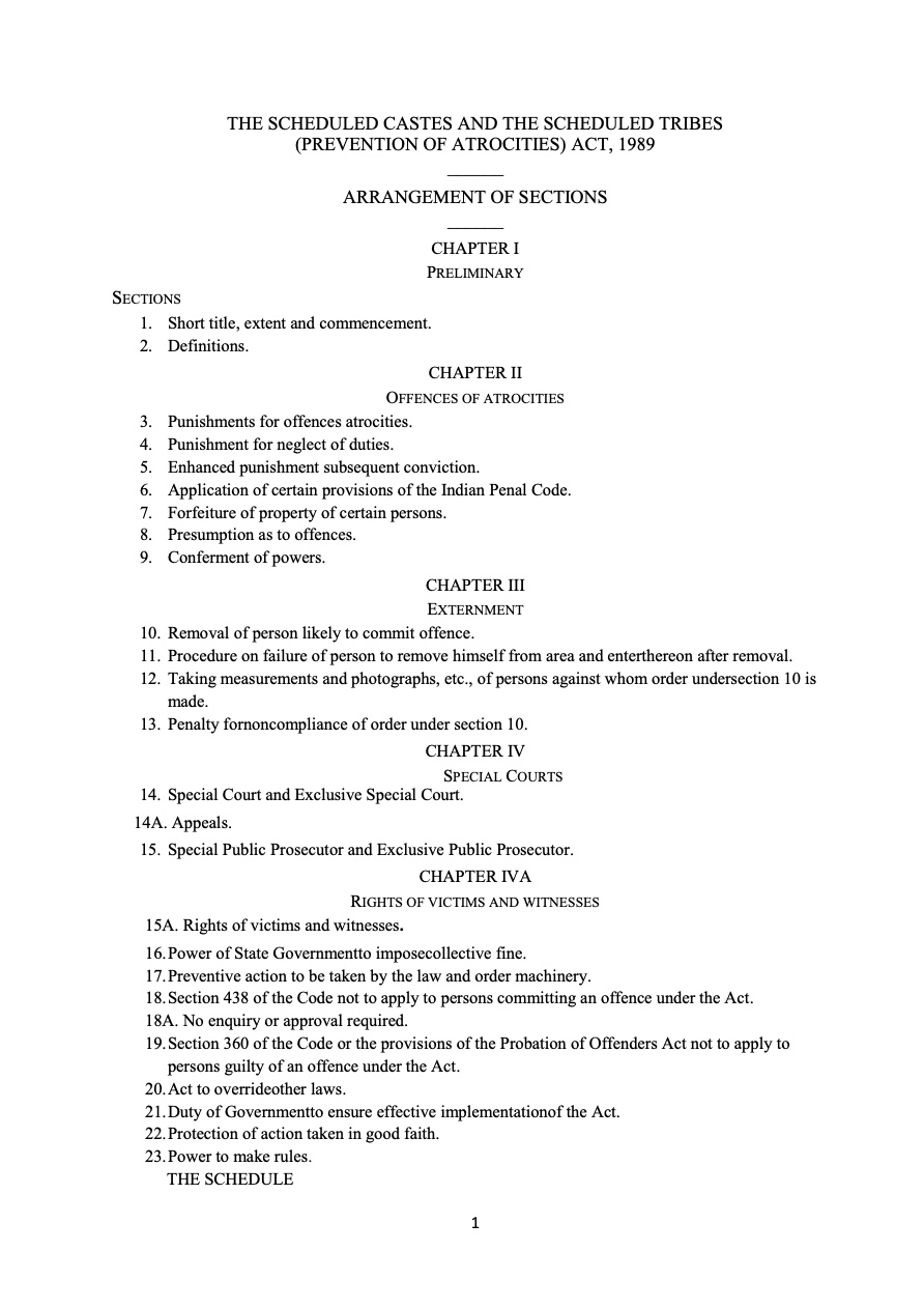 PREVENTION OF ATROCITIES ACT, 1989